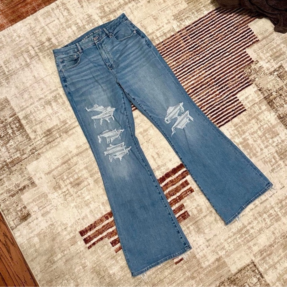 American Eagle Curvy Super High-Rise Ripped Flare Jeans